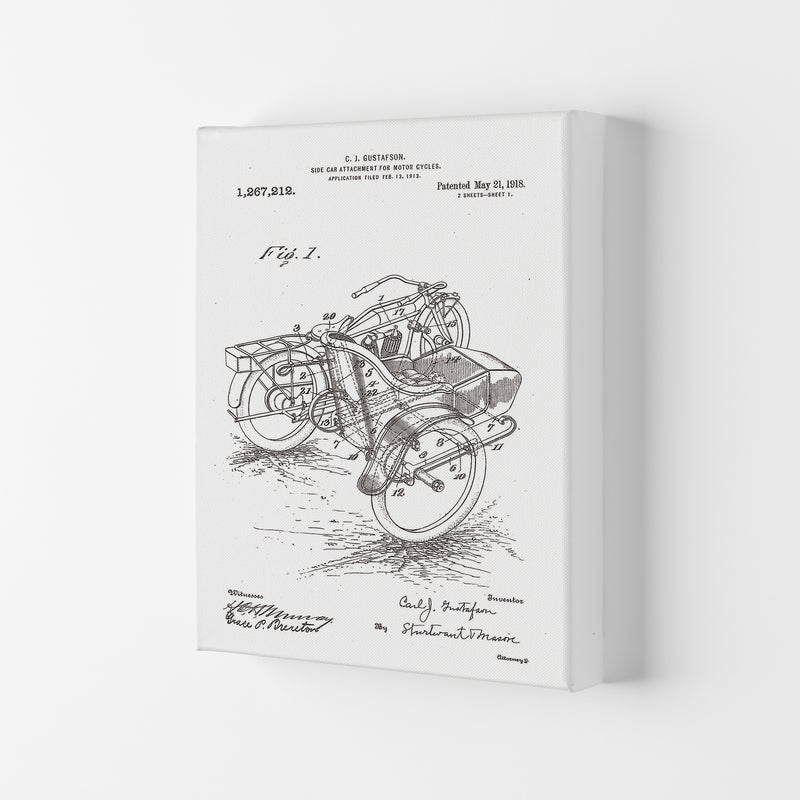 Motorcycle With Side Car Patent Art Print by Jason Stanley Canvas