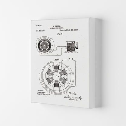 Tesla Alternating Motor Patent Art Print by Jason Stanley Canvas