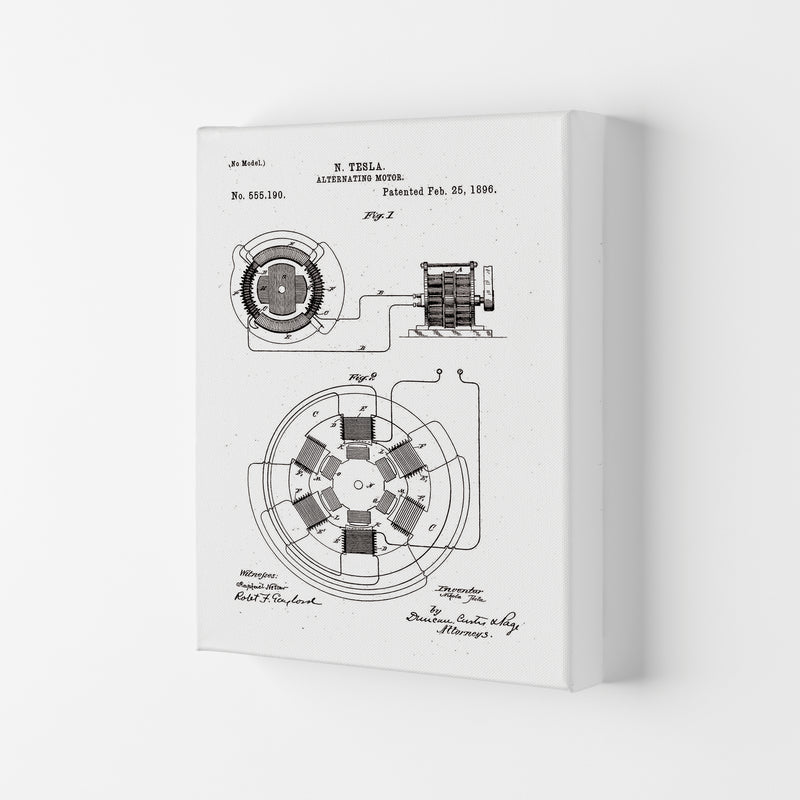 Tesla Alternating Motor Patent Art Print by Jason Stanley Canvas