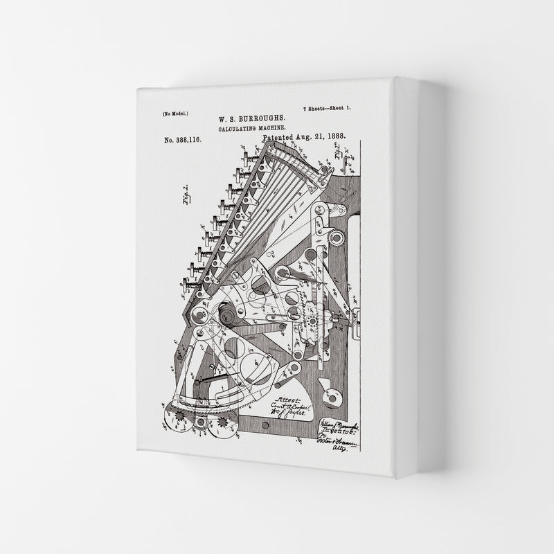 Calculating Machine Patent Art Print by Jason Stanley Canvas