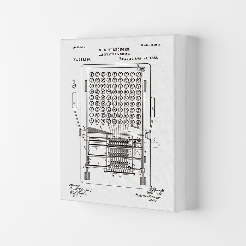 Calculating Machine Patent 2 Art Print by Jason Stanley Canvas