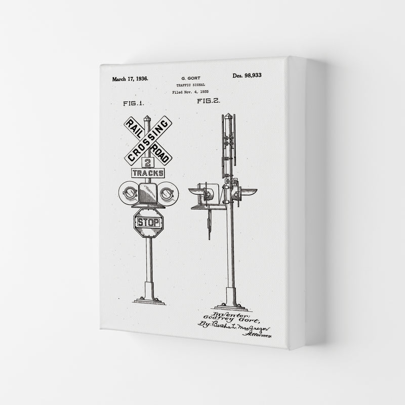 Rail Road Crossing Sign Patent Art Print by Jason Stanley Canvas