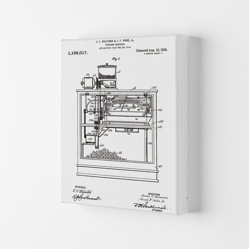 Popcorn Machine Patent Art Print by Jason Stanley Canvas