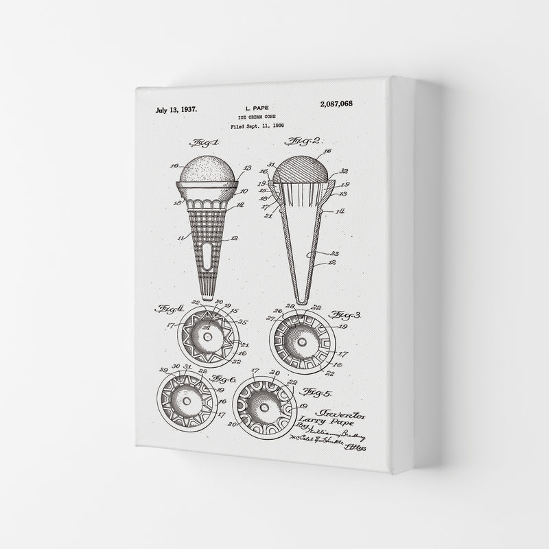 Ice Cream Cone Patent Art Print by Jason Stanley Canvas