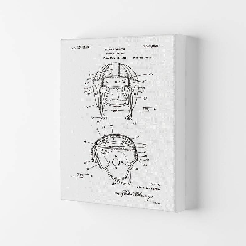Football Helmet Patent Art Print by Jason Stanley Canvas