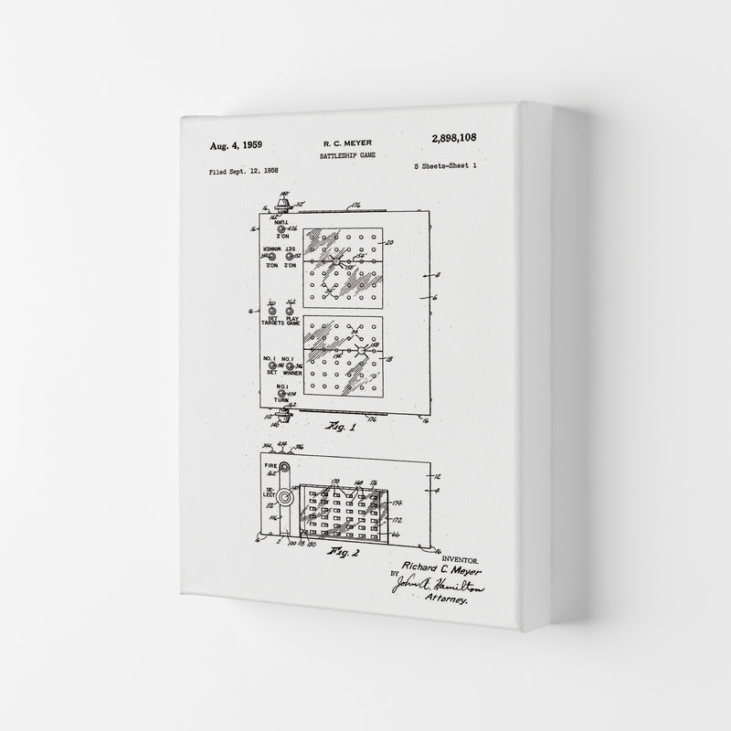 Battleship Game Patent Art Print by Jason Stanley Canvas