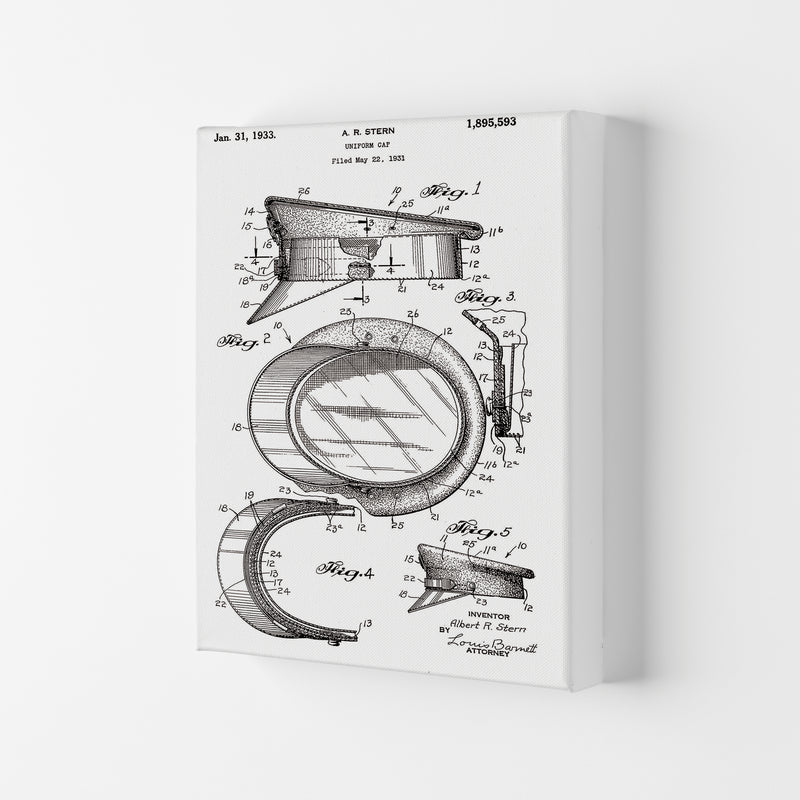 Police Man Hat Patent Art Print by Jason Stanley Canvas
