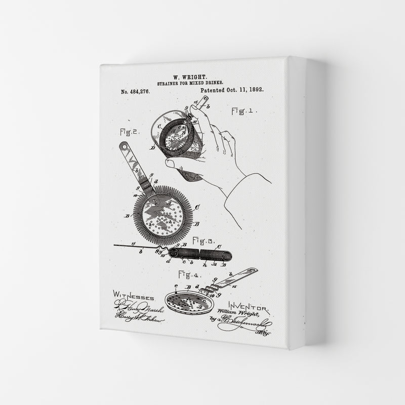 Drink Strainer Patent Art Print by Jason Stanley Canvas