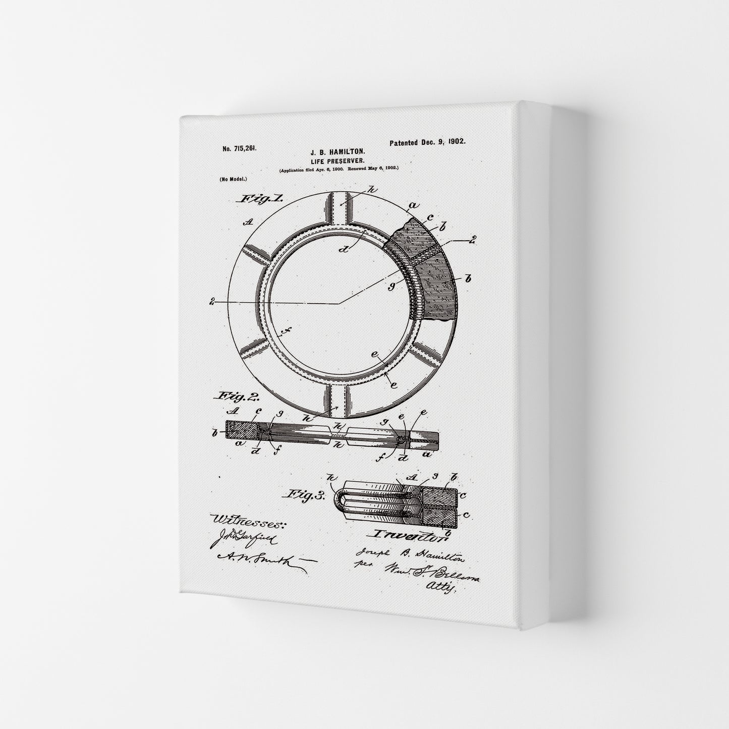 Life Preserver Patent Art Print by Jason Stanley Canvas