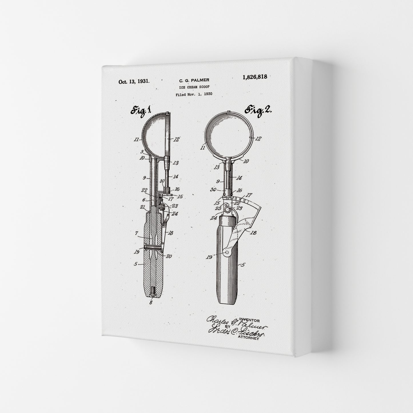 Ice Cream Scoop Patent Art Print by Jason Stanley Canvas