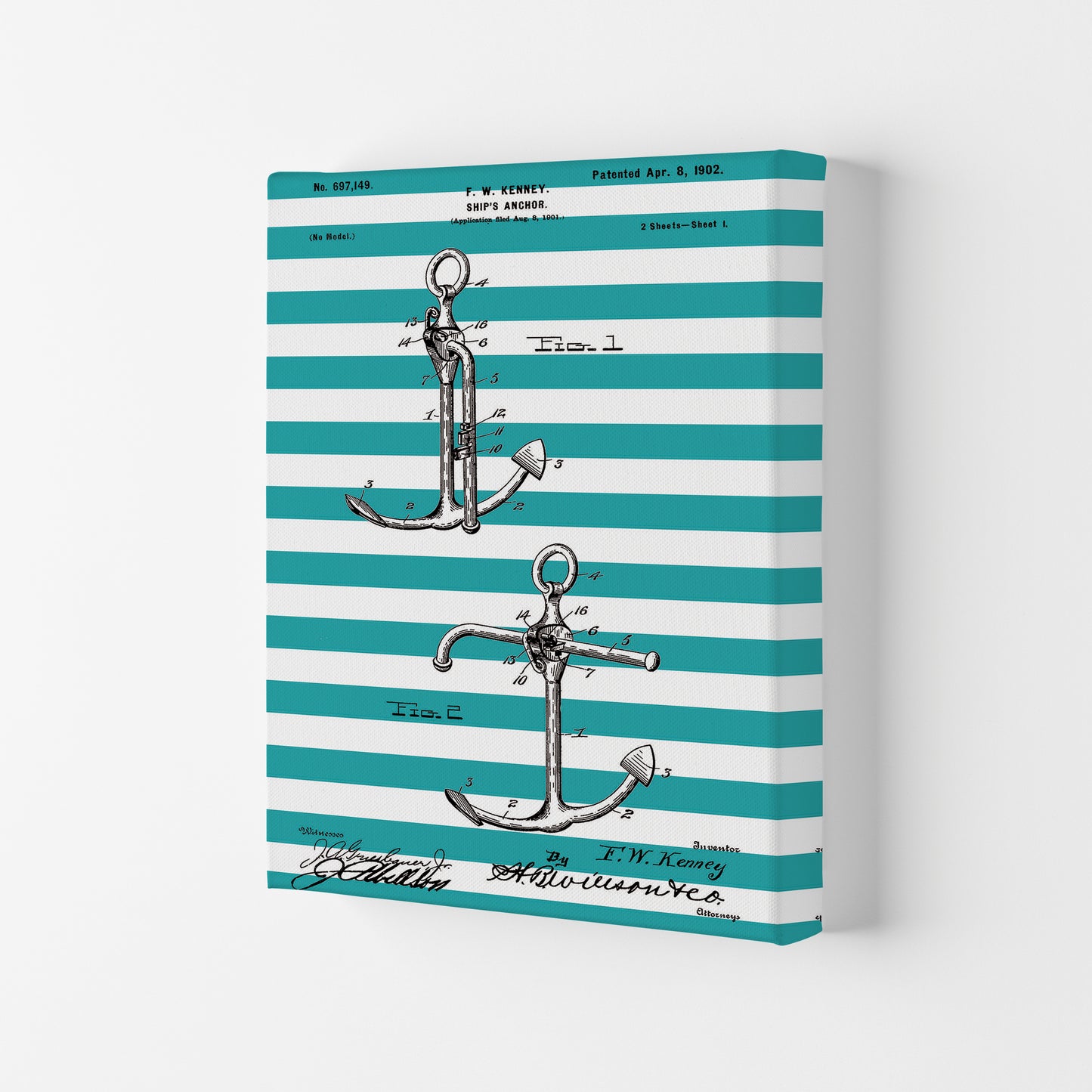 Anchor Patent Stripe Art Print by Jason Stanley Canvas