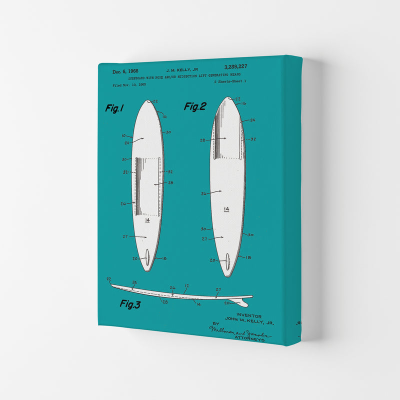 Surfboard Patent Blue Art Print by Jason Stanley Canvas