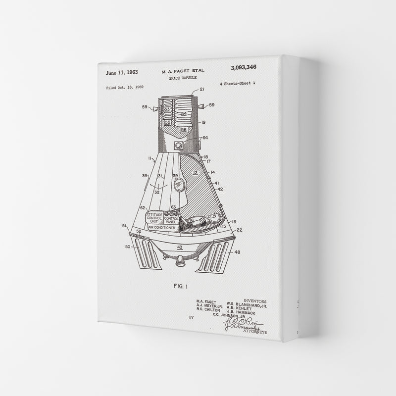 Space Capsule Patent Art Print by Jason Stanley Canvas