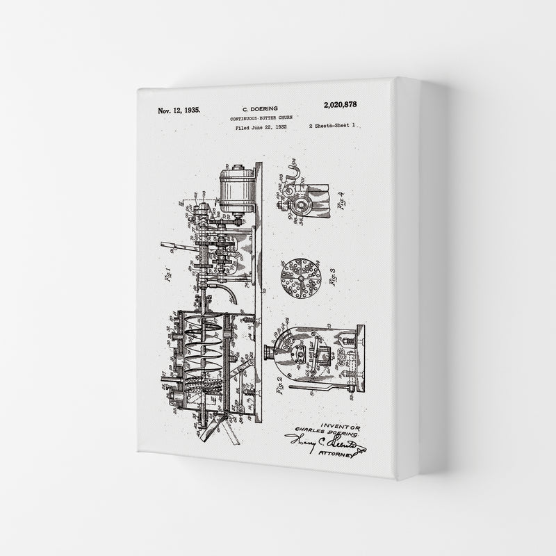 Butter Churn Patent Art Print by Jason Stanley Canvas