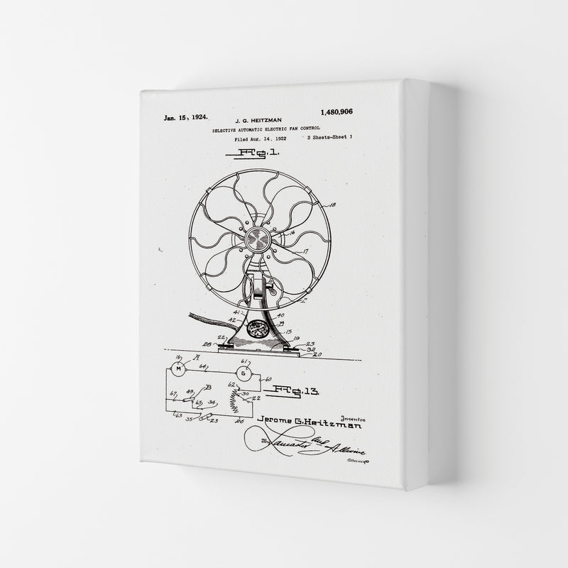 Electric Fan Patent Art Print by Jason Stanley Canvas