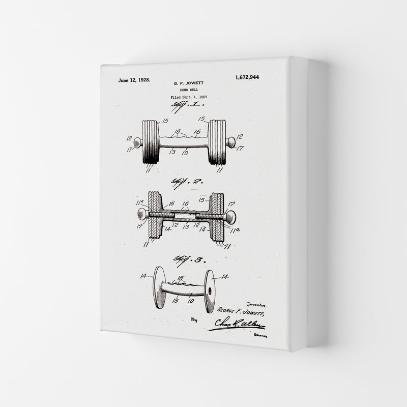Dumb Bell Patent Art Print by Jason Stanley Canvas