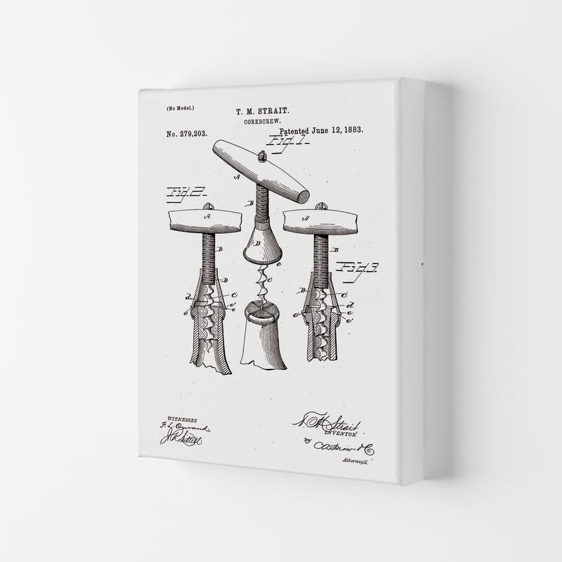 Corkscrew Patent Art Print by Jason Stanley Canvas
