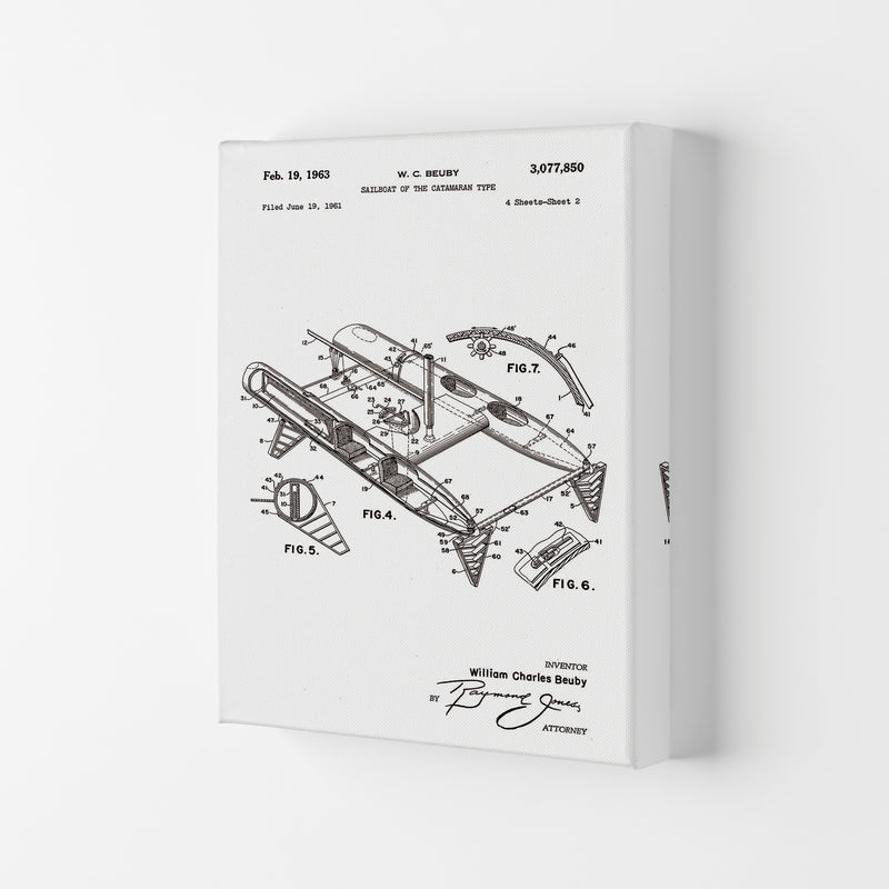 Catamaran Patent Art Print by Jason Stanley Canvas