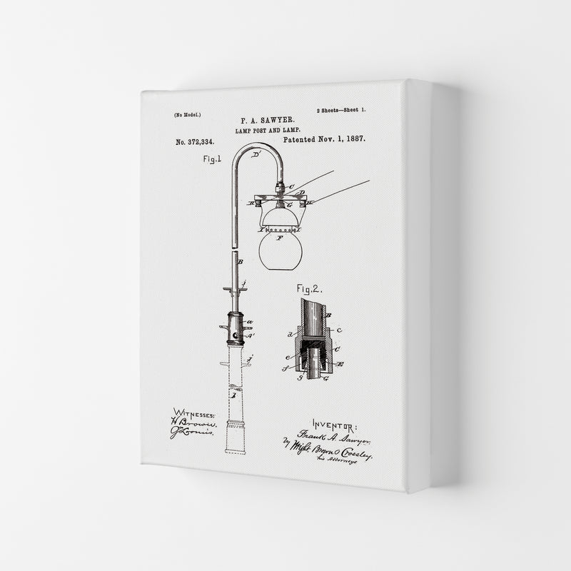 Lamp Post Patent Art Print by Jason Stanley Canvas
