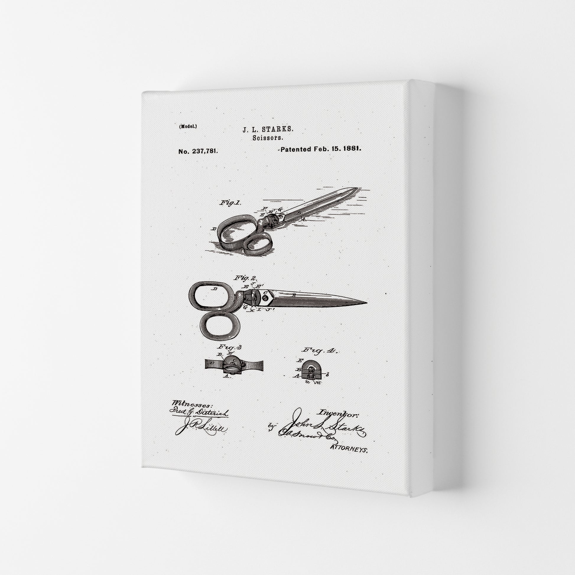 Scissors Patent Art Print by Jason Stanley Canvas