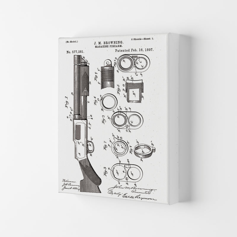 Shotgun Patent Art Print by Jason Stanley Canvas