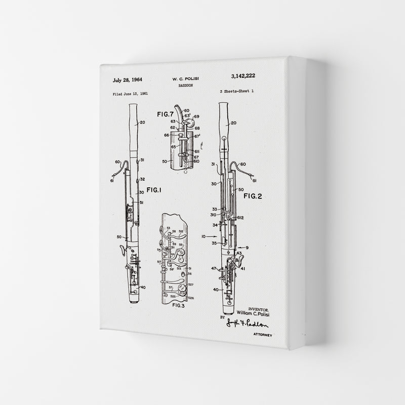 Bassoon Patent Art Print by Jason Stanley Canvas
