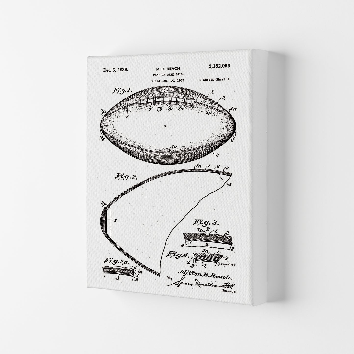 Football Patent Art Print by Jason Stanley Canvas