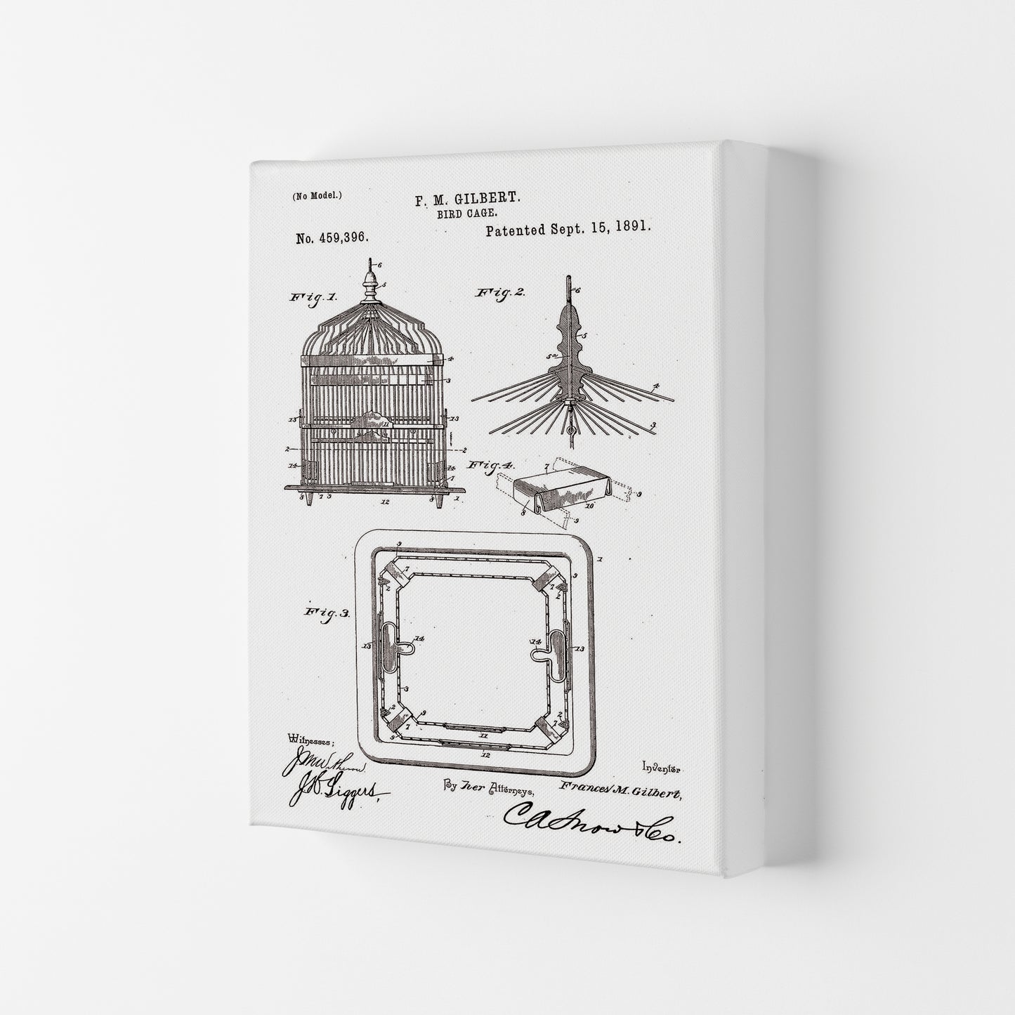 Bird Cage Patent Art Print by Jason Stanley Canvas