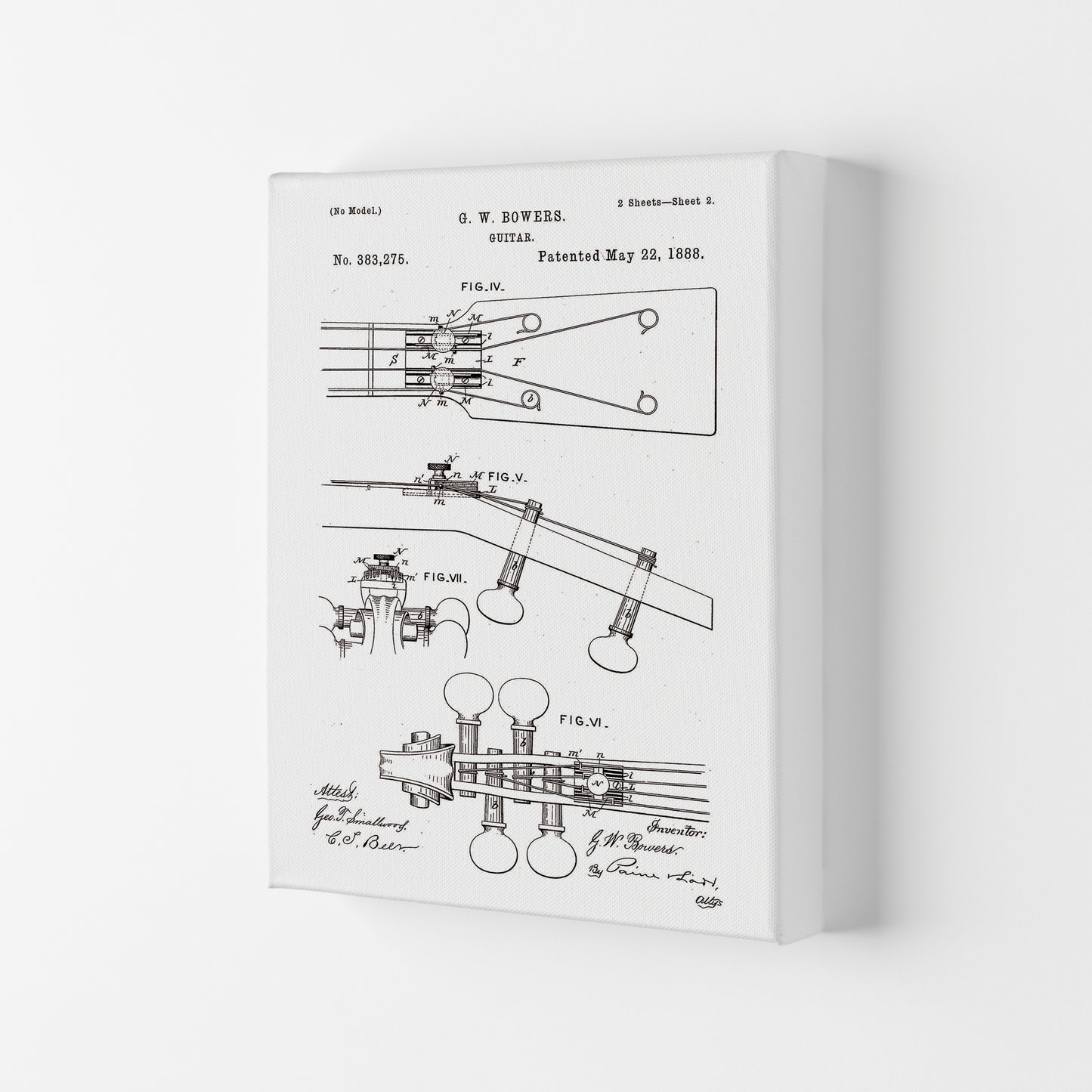 Guitar Patent Art Print by Jason Stanley Canvas