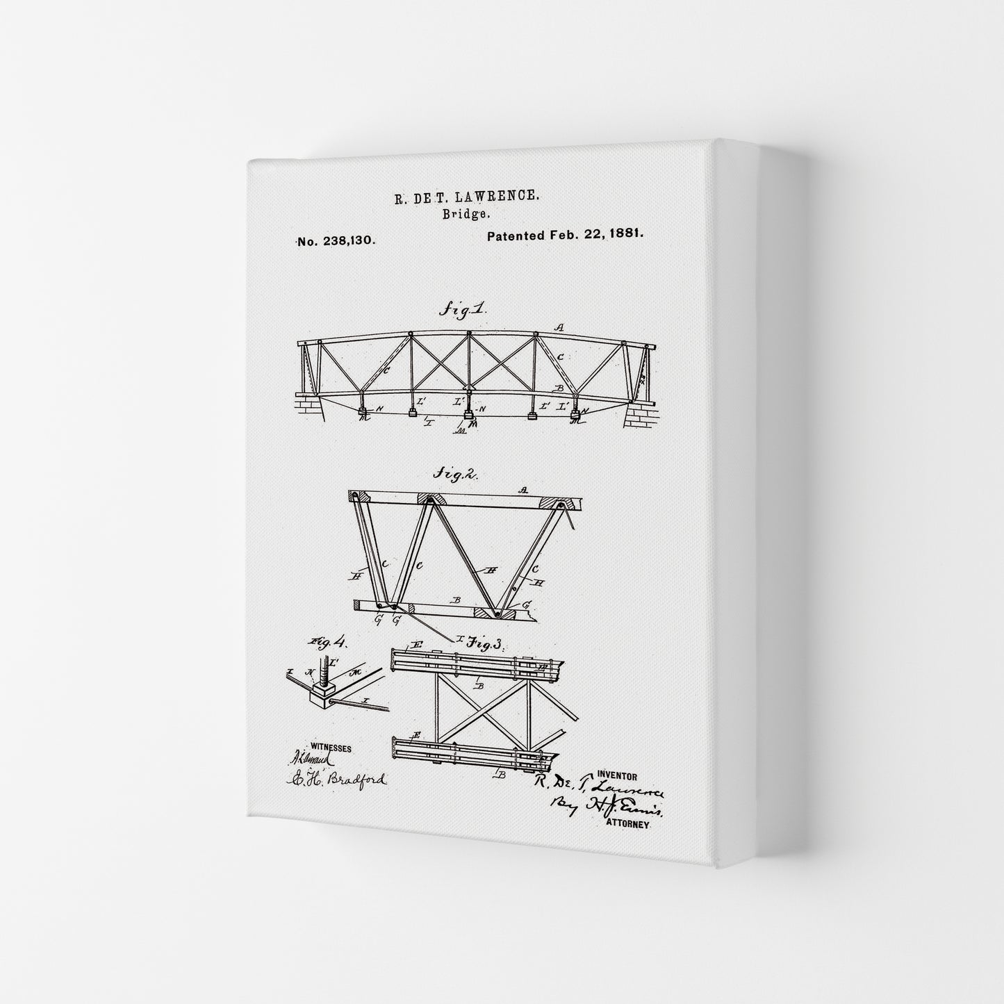 Bridge Patent Art Print by Jason Stanley Canvas