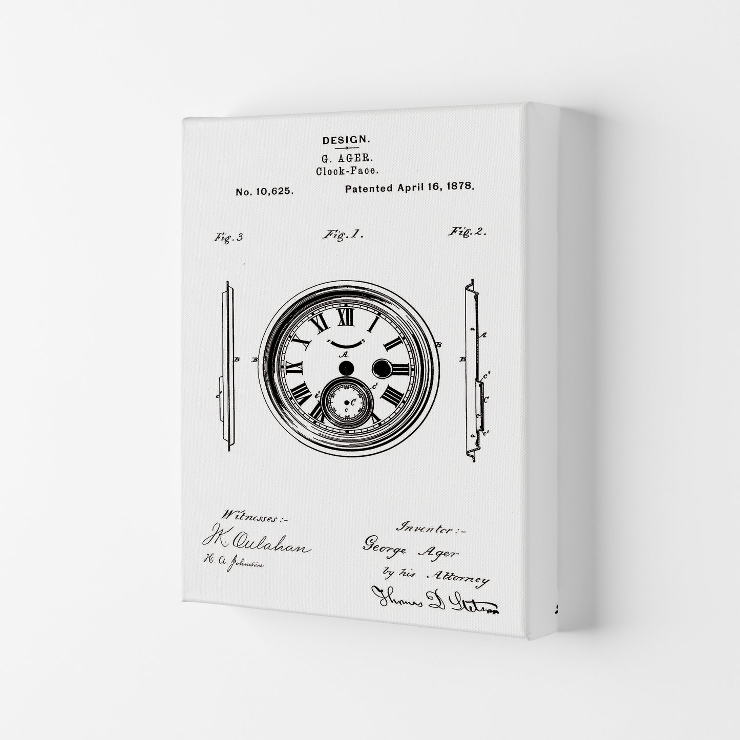 Clock Patent Art Print by Jason Stanley Canvas