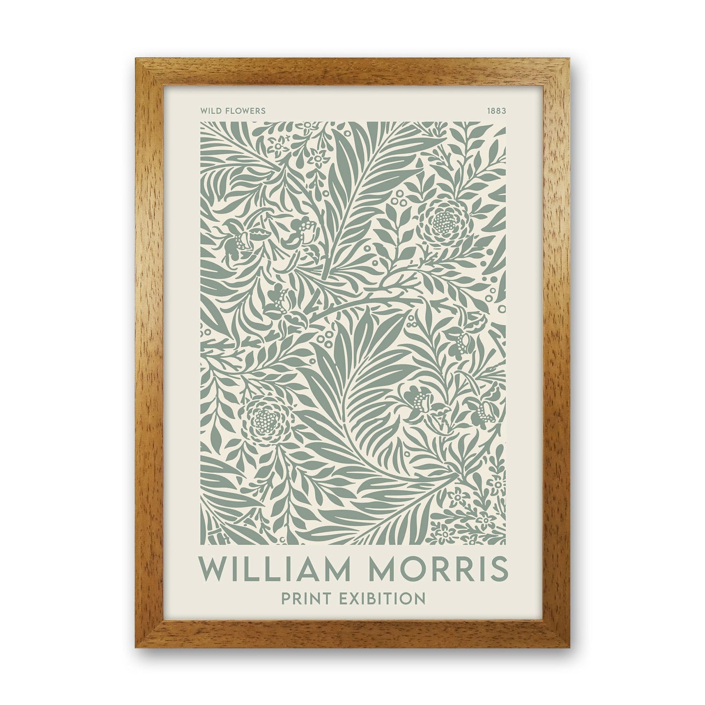 William Morris- Green Wild Flowers Art Print by Jason Stanley Oak Grain