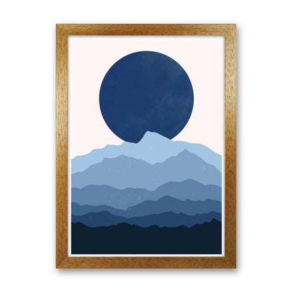 Blue Abstract Moonrise Art Print by Jason Stanley Oak Grain
