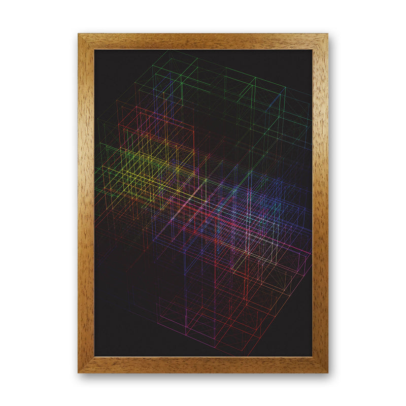 Laser Cube Art Print by Jason Stanley Oak Grain