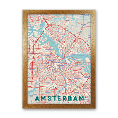 Retro Map - Amsterdam Art Print by Jason Stanley Oak Grain