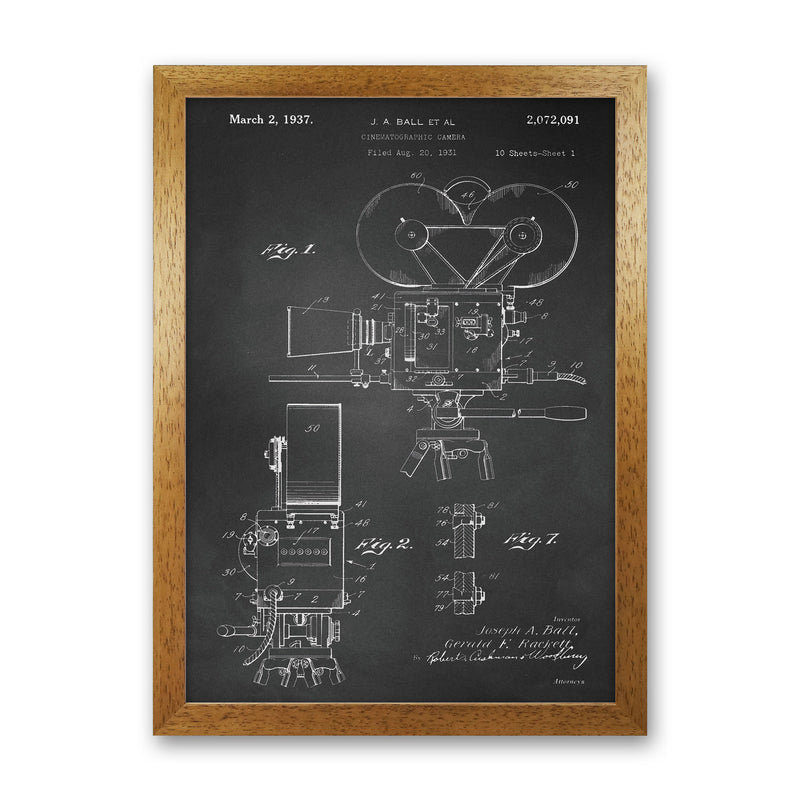Cinema Camera Patent-Chalkboard Art Print by Jason Stanley Oak Grain