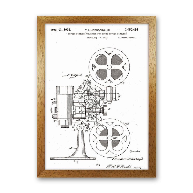 Motion Picture Projector Patent Art Print by Jason Stanley Oak Grain