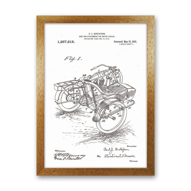 Motorcycle With Side Car Patent Art Print by Jason Stanley Oak Grain