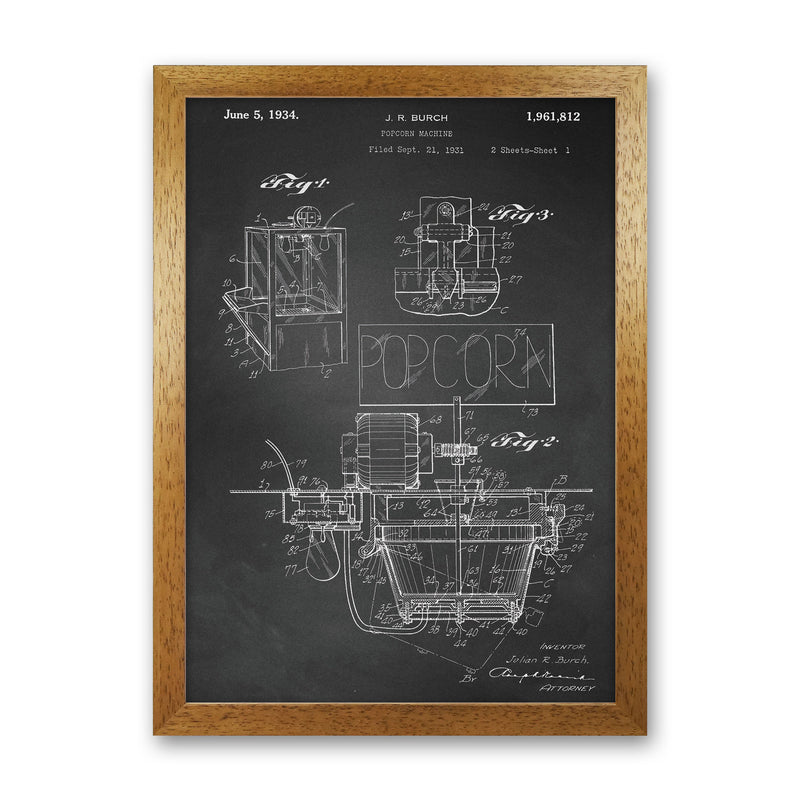 Popcorn Machine Patent 2-Chalkboard Art Print by Jason Stanley Oak Grain
