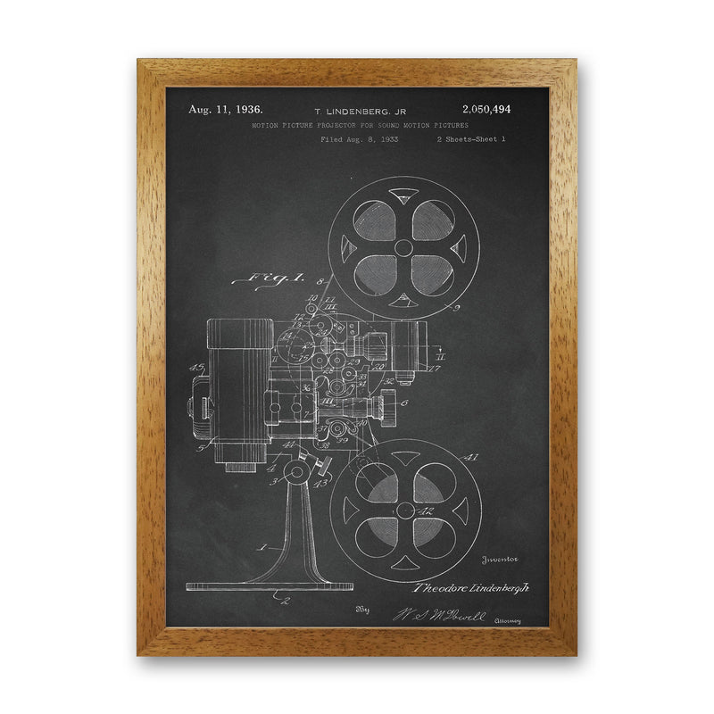 Motion Picture Projector Patent-Chalkboard Art Print by Jason Stanley Oak Grain