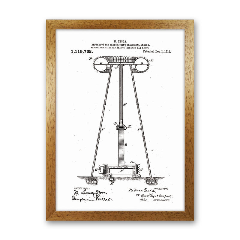 Tesla Electrical Energy Patent Art Print by Jason Stanley Oak Grain