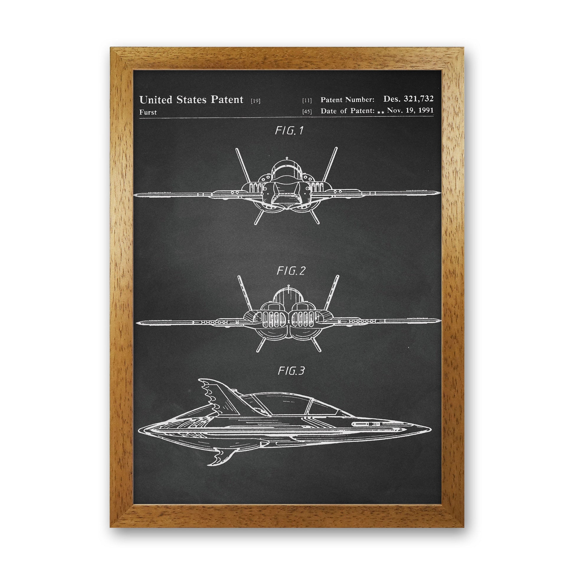 Batwing Patent- Chalkboard Art Print by Jason Stanley Oak Grain