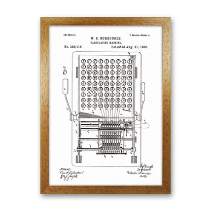 Calculating Machine Patent 2 Art Print by Jason Stanley Oak Grain