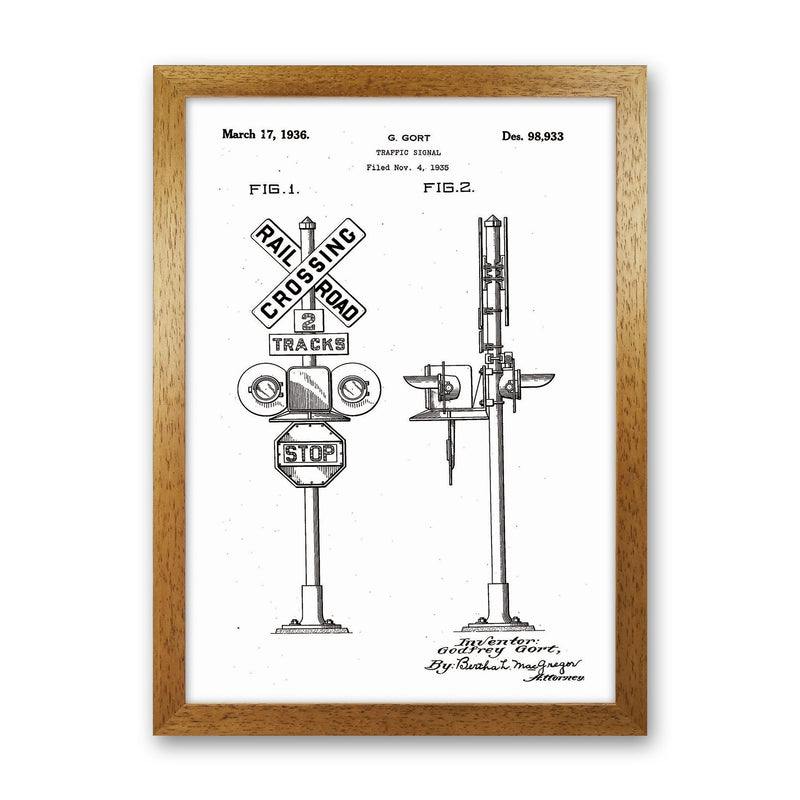 Rail Road Crossing Sign Patent Art Print by Jason Stanley Oak Grain