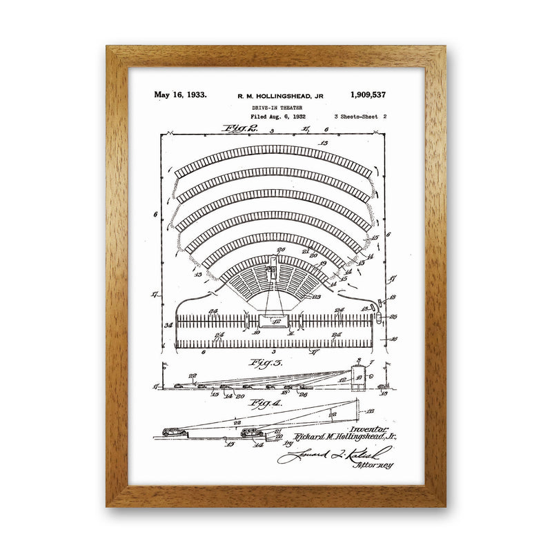 Drive In Theatre Patent Art Print by Jason Stanley Oak Grain