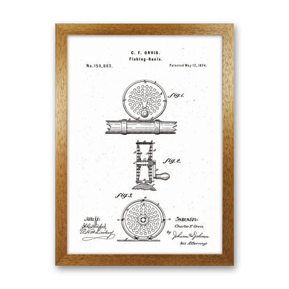 Fly Fishing Reel Patent Art Print by Jason Stanley Oak Grain