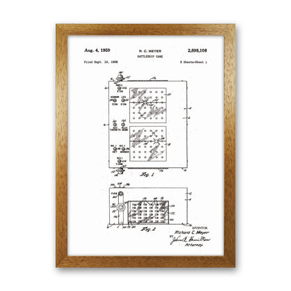 Battleship Game Patent Art Print by Jason Stanley Oak Grain
