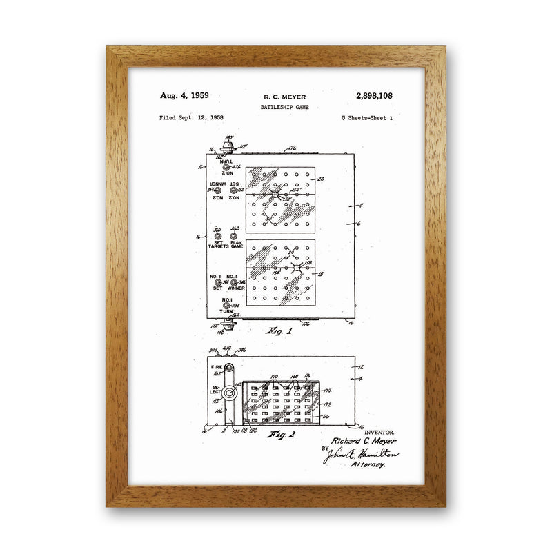 Battleship Game Patent Art Print by Jason Stanley Oak Grain