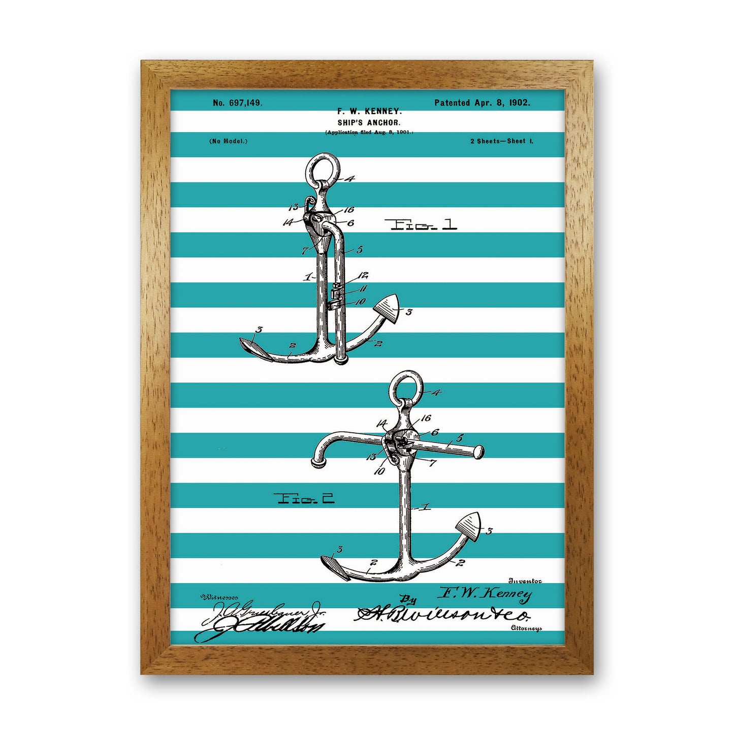 Anchor Patent Stripe Art Print by Jason Stanley Oak Grain