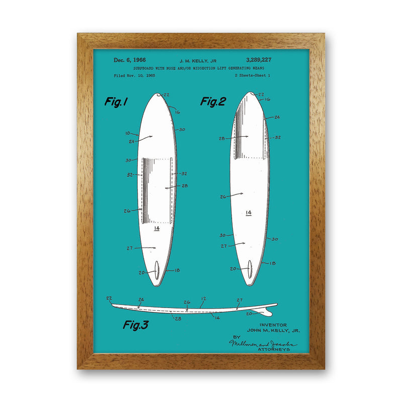 Surfboard Patent Blue Art Print by Jason Stanley Oak Grain